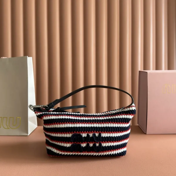 Miu Miu Striped Crochet Shoulder Bag image 1