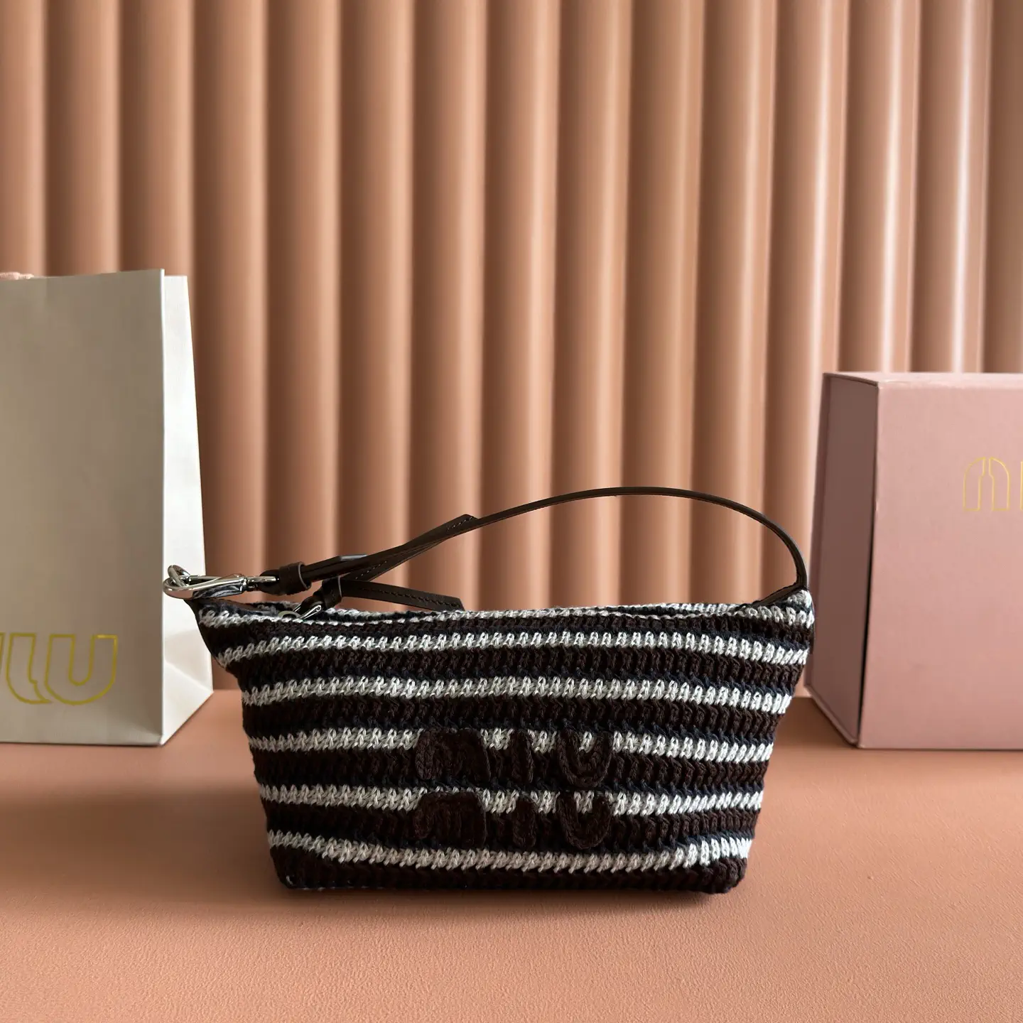 Miu Miu Striped Wool Shoulder Bag image 1