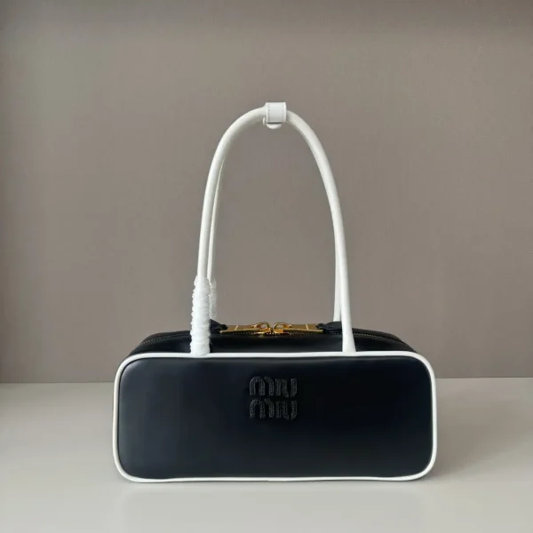 Miu Miu Black with White Trim Bowling Shoulder Bag image 1