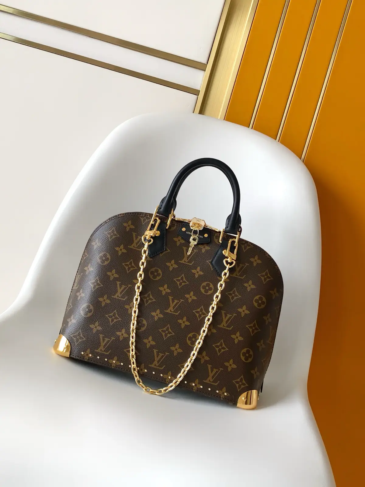 Louis Vuitton Monogram Alma BB Top Handle Bag with Chain Strap image 1