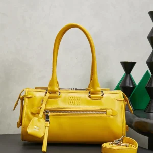 Miu Miu Yellow Leather Top Handle Bag image 1