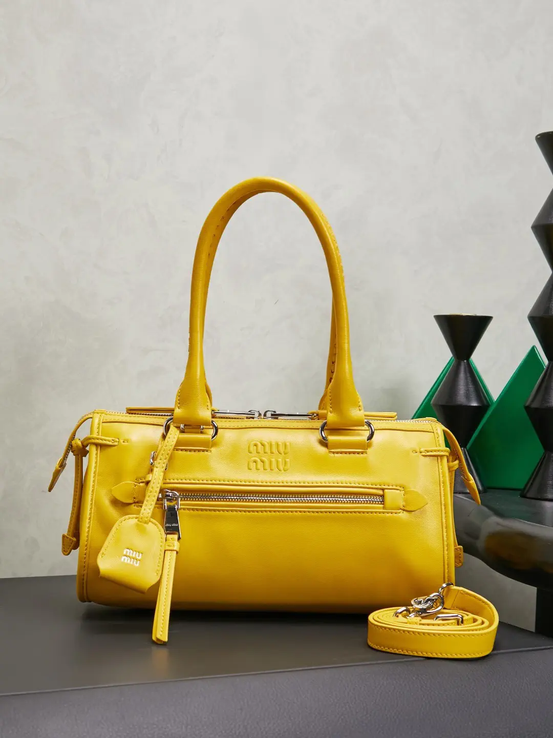 Miu Miu Yellow Leather Top Handle Bag image 1