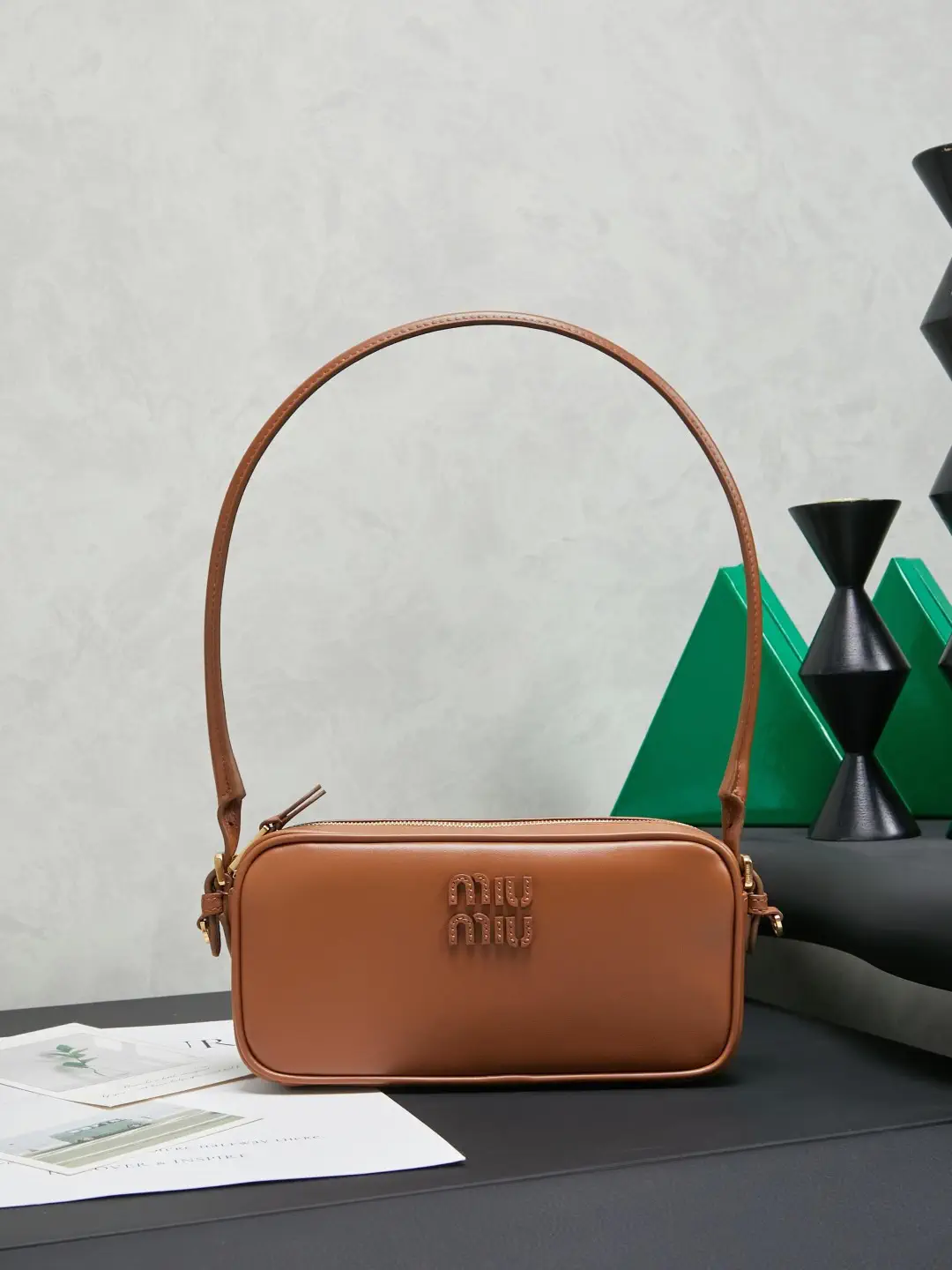 Miu Miu Caramel Leather Shoulder Bag image 1