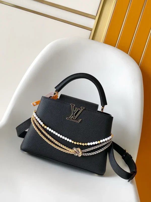 Louis Vuitton Capucines Mini Black Taurillon Leather Top Handle Bag image 1