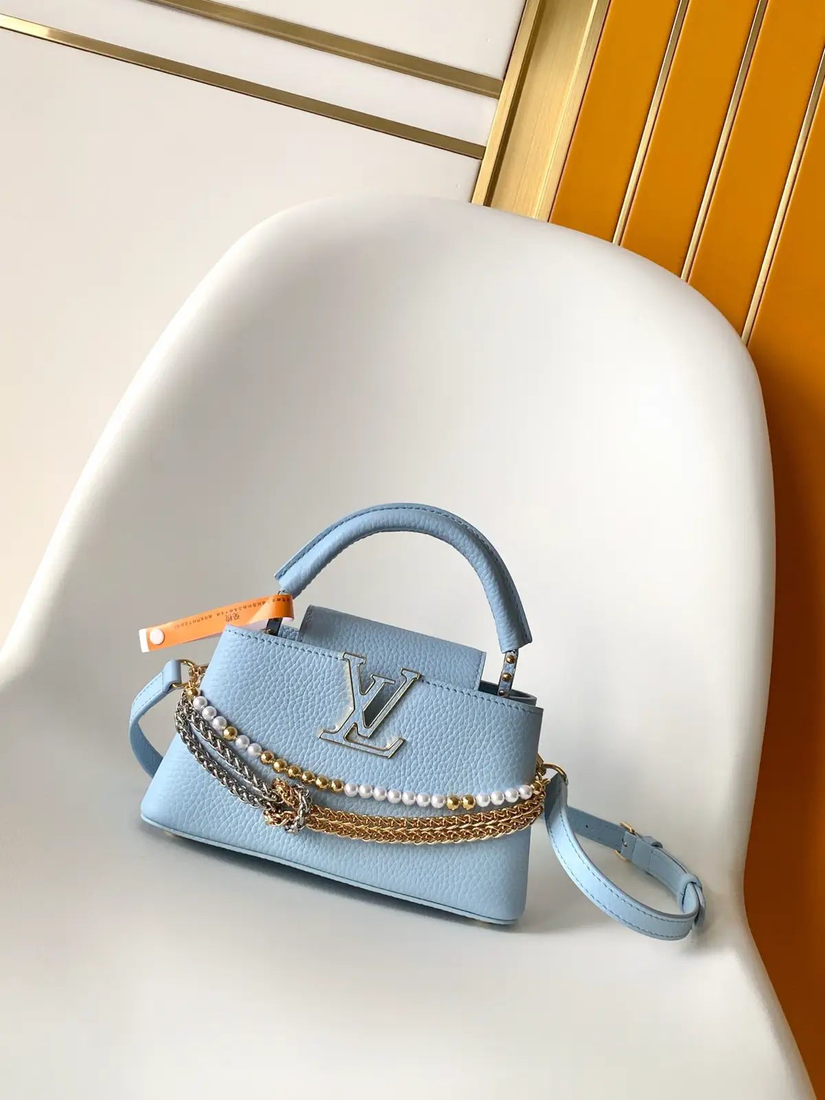 Louis Vuitton Light Blue Taurillon Leather Capucines Mini Top Handle Bag image 1