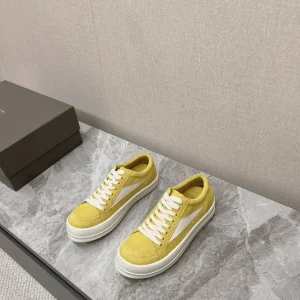 Yellow Suede Low-Top Casual Sneakers image 1