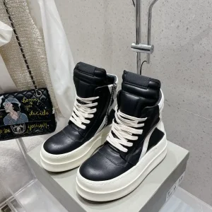 Rick Owens 24SS New Couple Style Lace-Up Thick Sole High-Top Biker Boots image 1