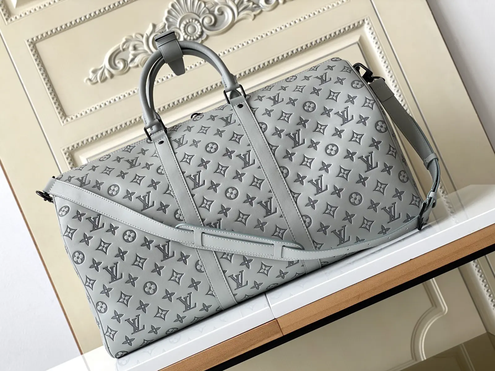 Louis Vuitton Grey Monogram Keepall Duffle Bag image 1