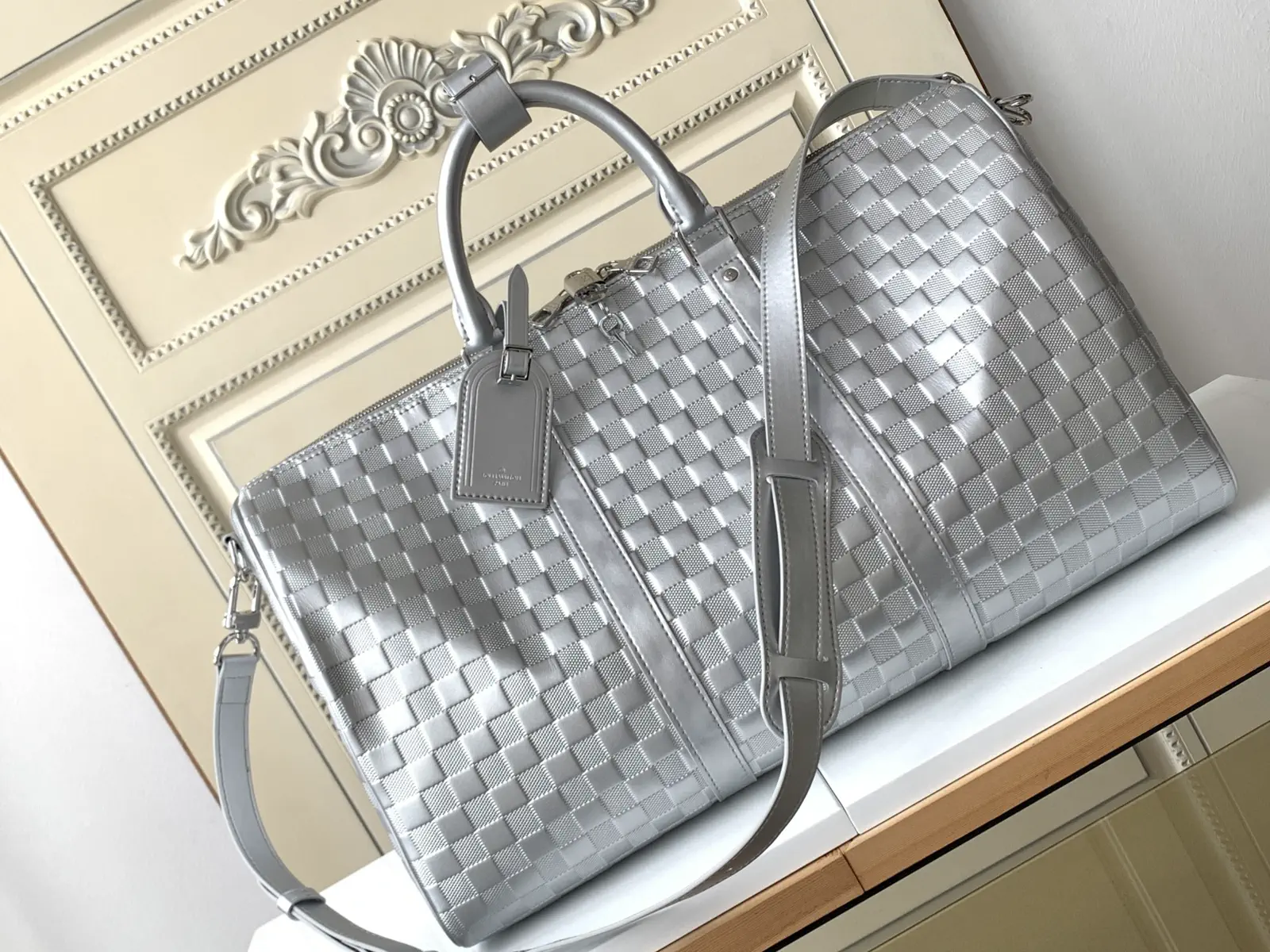 Louis Vuitton Silver Checkerboard Duffle Bag image 1