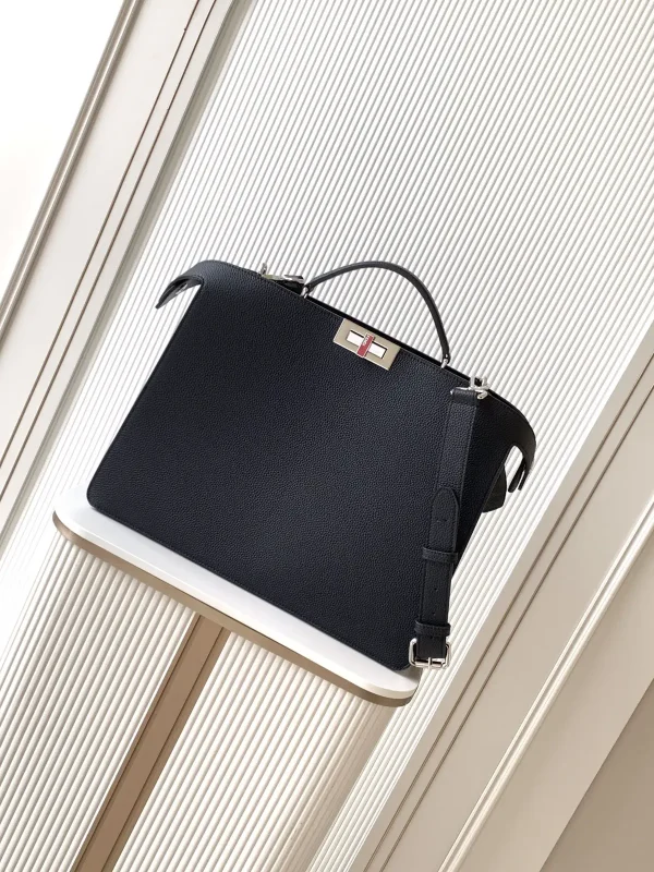 FENDI Black Leather Peekaboo ISeeU Medium Top Handle Bag image 1