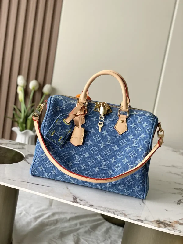 Louis Vuitton Denim Monogram Speedy Bandoulière 30 Top Handle Bag image 1