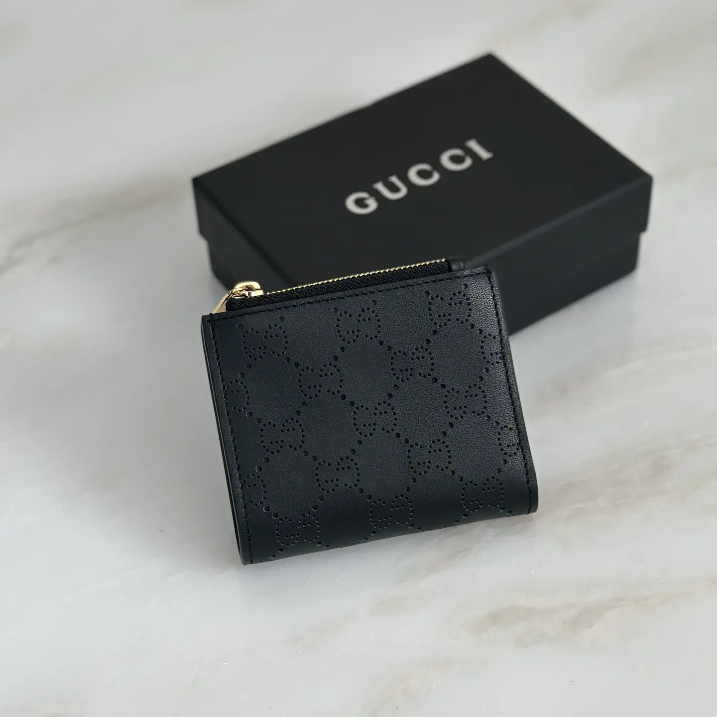 Gucci Perforated Monogram Compact Wallet image 1