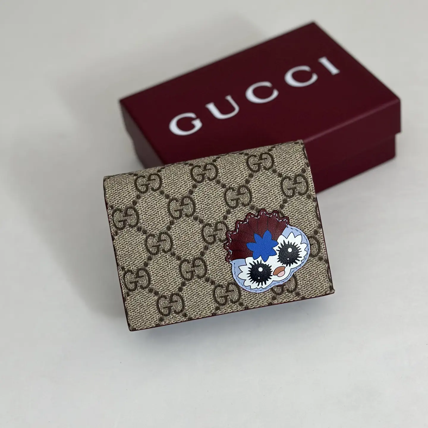 Gucci Monogram Card Holder with Character Applique image 1