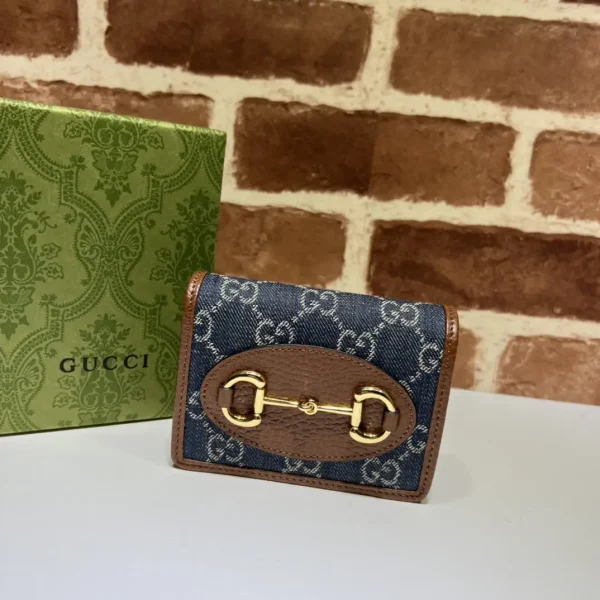 Gucci Monogram Denim Horsebit Card Holder image 1