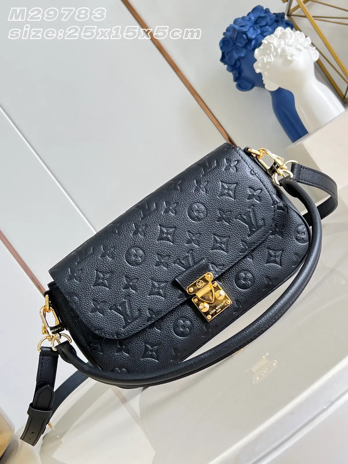 Louis Vuitton Black Monogram Empreinte Pochette Métis Soft Bag image 1