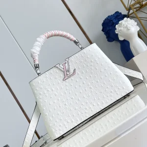Louis Vuitton White Ostrich-Embossed Top Handle Bag image 1