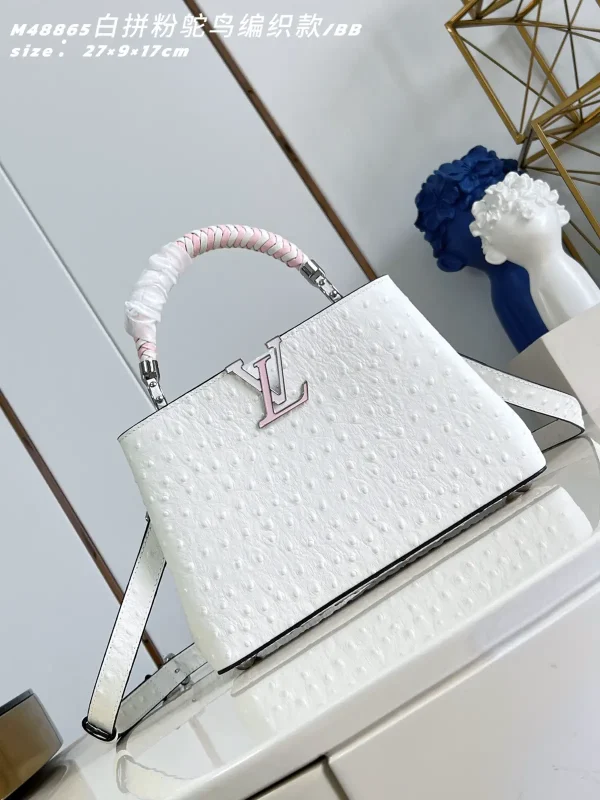 Louis Vuitton White Ostrich-Embossed Top Handle Bag image 1