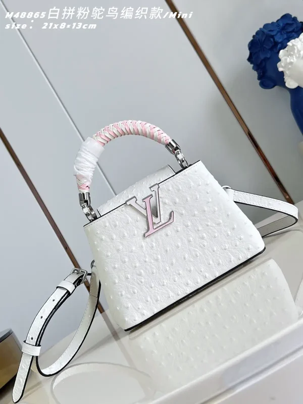 Louis Vuitton White Mini Capucines Top Handle Bag with Braided Handle image 1