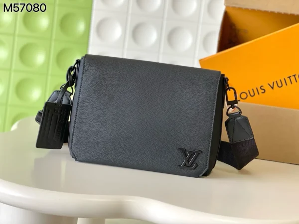 Louis Vuitton Black Leather Messenger Bag image 1