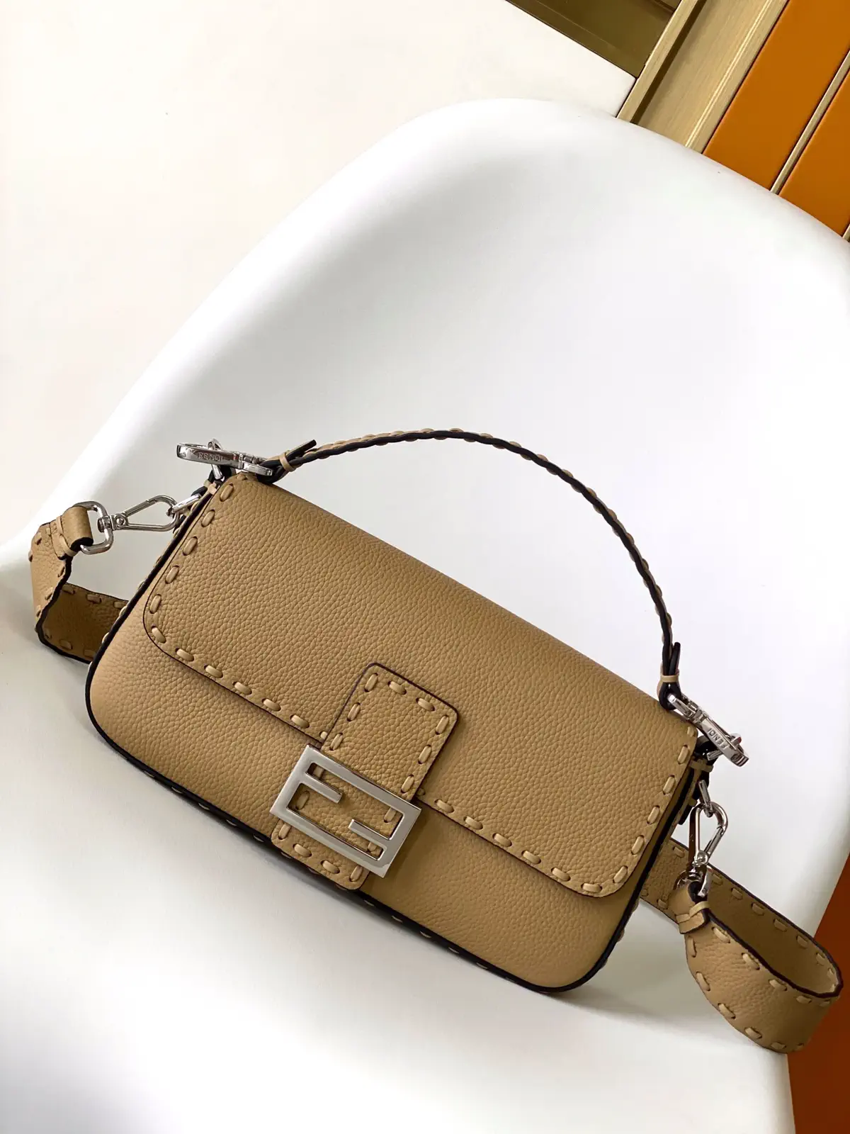 FENDI Beige Baguette Shoulder Bag image 1