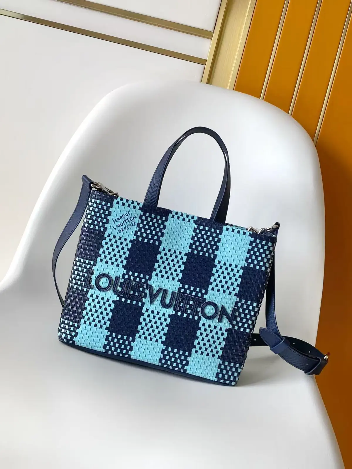 Louis Vuitton Blue Woven Mini Shopper Tote Bag image 1