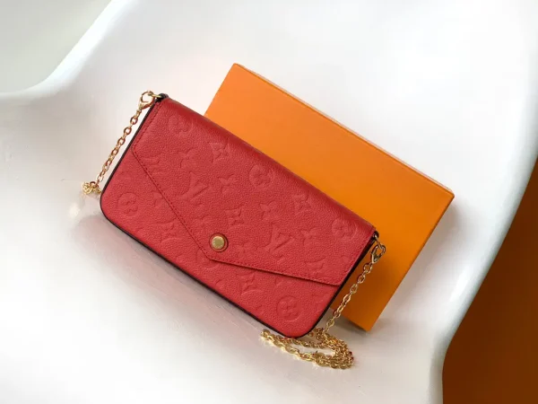 Louis Vuitton Red Monogram Empreinte Pochette Félicie Chain Bag image 1