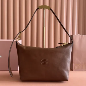 Miu Miu Brown Leather Hobo Shoulder Bag image 1