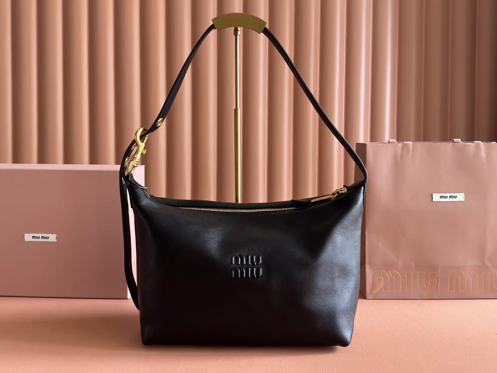 Miu Miu Black Leather Hobo Shoulder Bag image 1