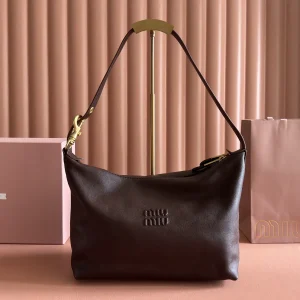Miu Miu Brown Leather Hobo Shoulder Bag image 1