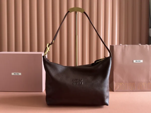 Miu Miu Brown Leather Hobo Shoulder Bag image 1