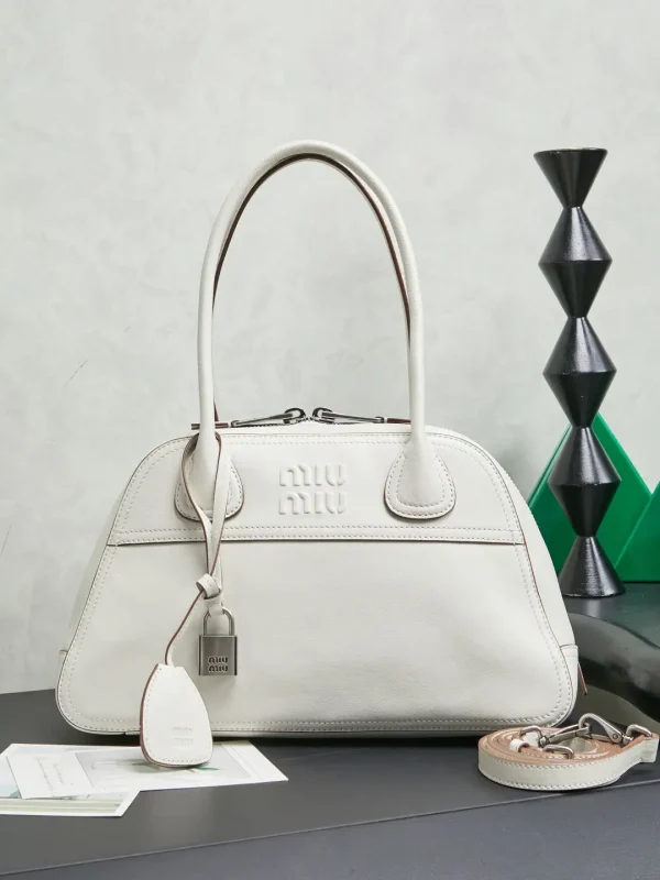 Miu Miu White Leather Top Handle Bag image 1