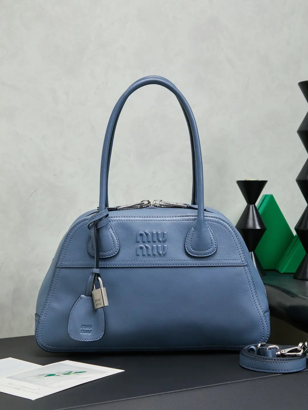 Miu Miu Blue Leather Top Handle Bag image 1