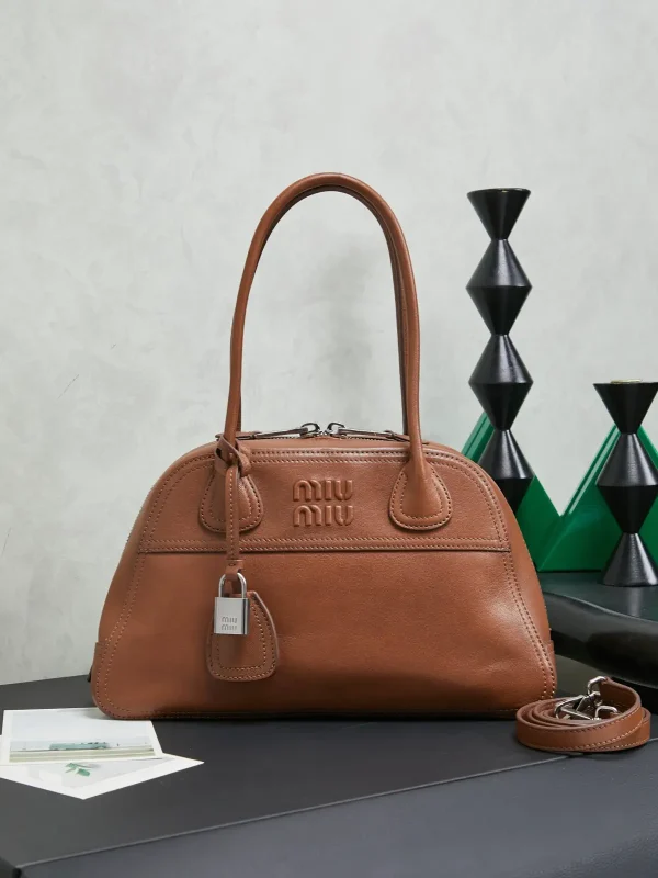 Miu Miu Brown Leather Top Handle Bag image 1