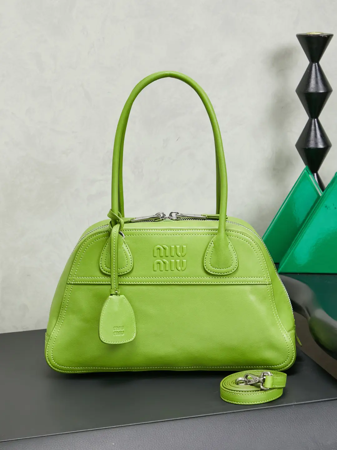 Miu Miu Green Leather Top Handle Bag image 1