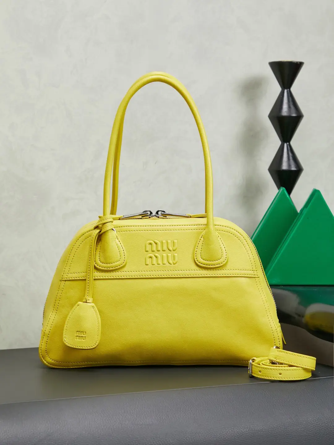 Miu Miu Yellow Leather Top Handle Bag image 1