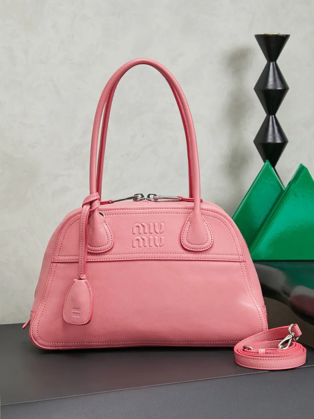 Miu Miu Pink Leather Top Handle Bag image 1