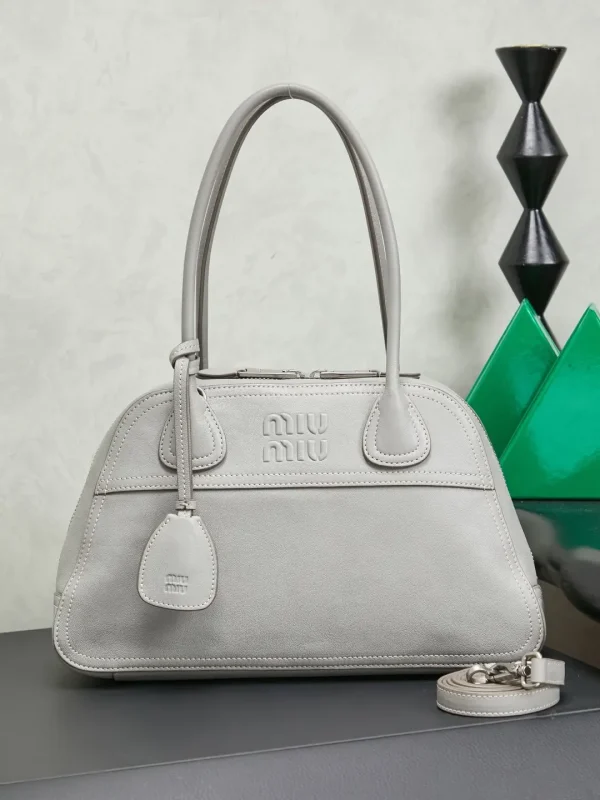 Miu Miu Gray Leather Top Handle Bag image 1
