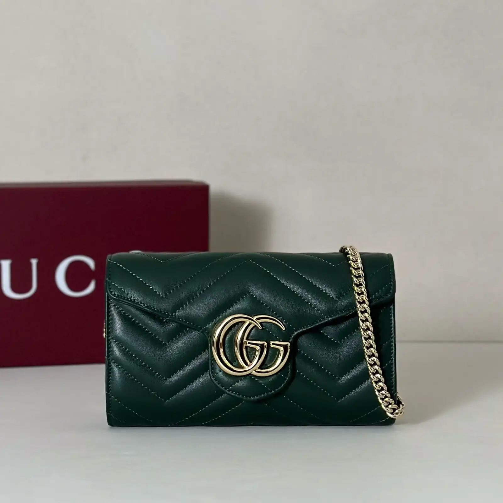 Gucci Dark Green Quilted Crossbody Bag image 1