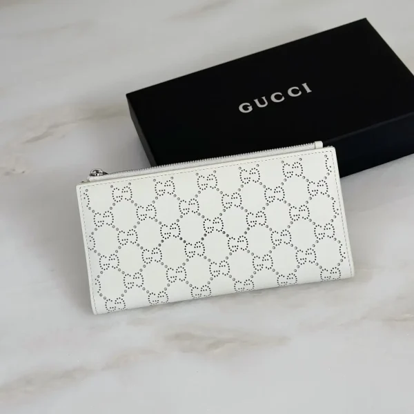 Gucci White Perforated GG Wallet image 1