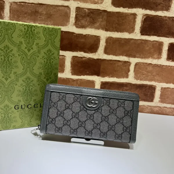 Gucci Gray Monogram Long Zip Wallet image 1