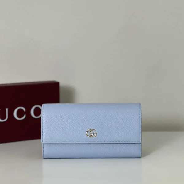 Gucci Light Blue Pebbled Leather Wallet image 1