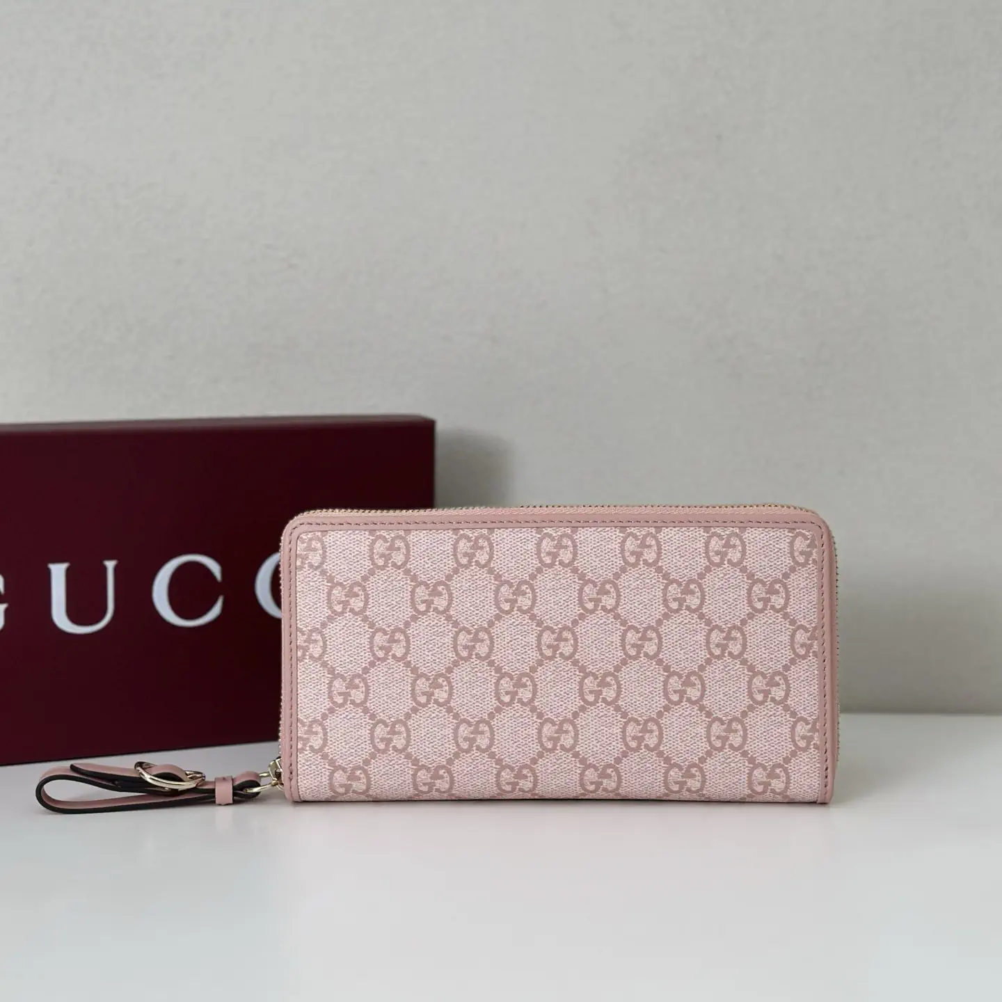 Gucci Pink Monogram Zip Around Wallet image 1