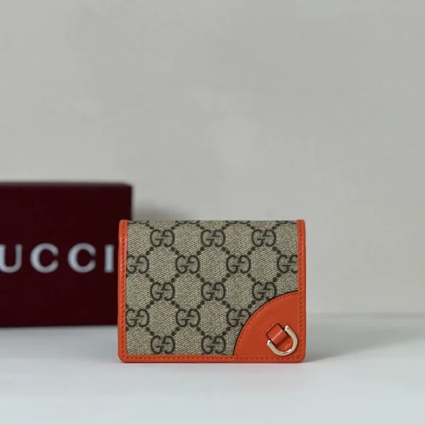 Gucci Monogram Card Holder with Orange Trim image 1