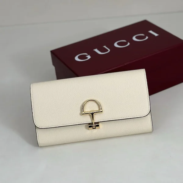 Gucci Cream Long Wallet with Gold-Tone Horsebit Closure image 1