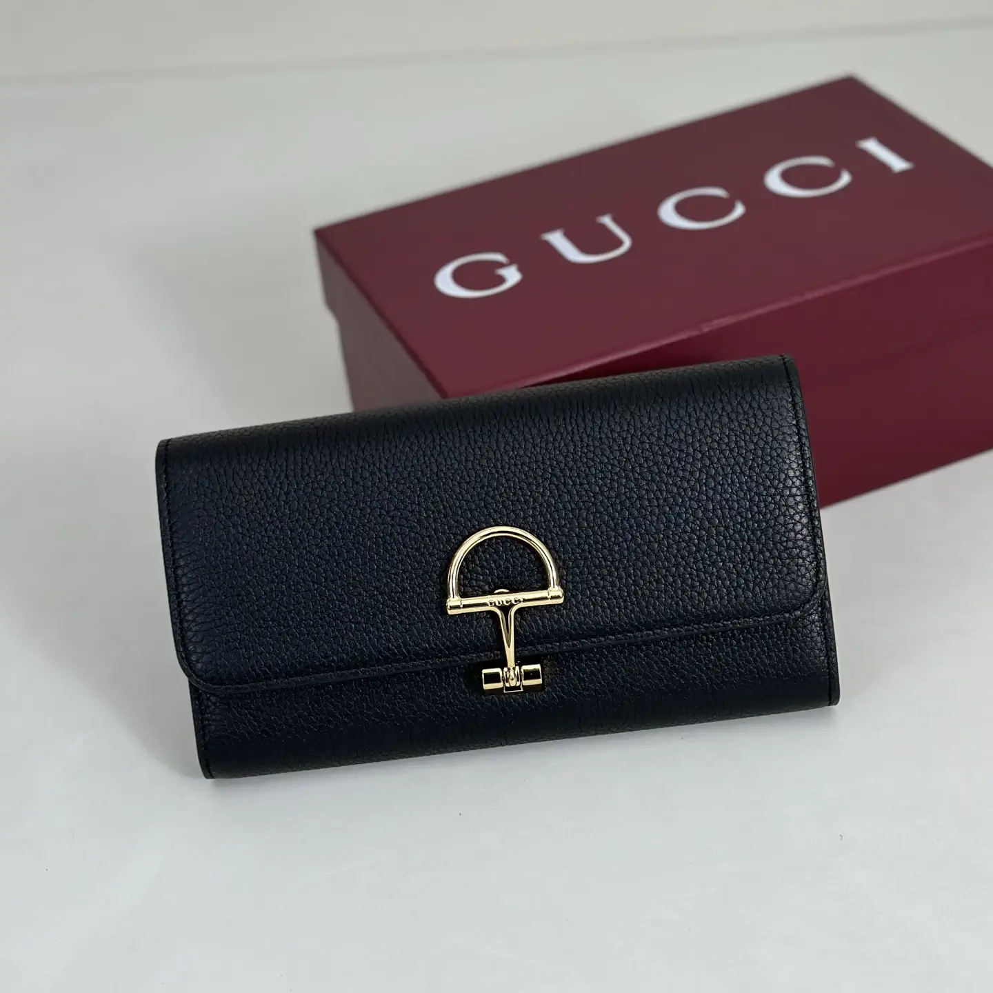 Gucci Black Long Wallet with Gold-Tone Horsebit Closure image 1