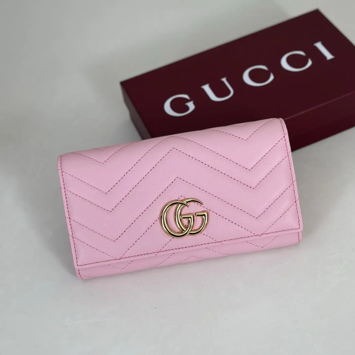 Gucci Pink Quilted Long Wallet image 1