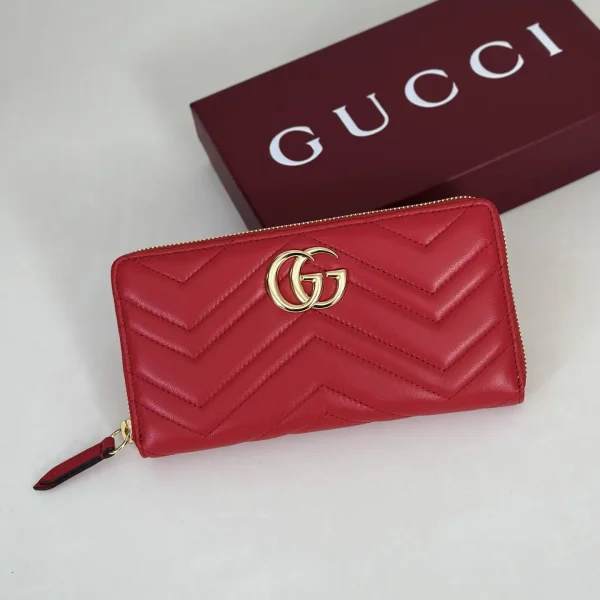 Gucci Red Quilted Zip Wallet image 1