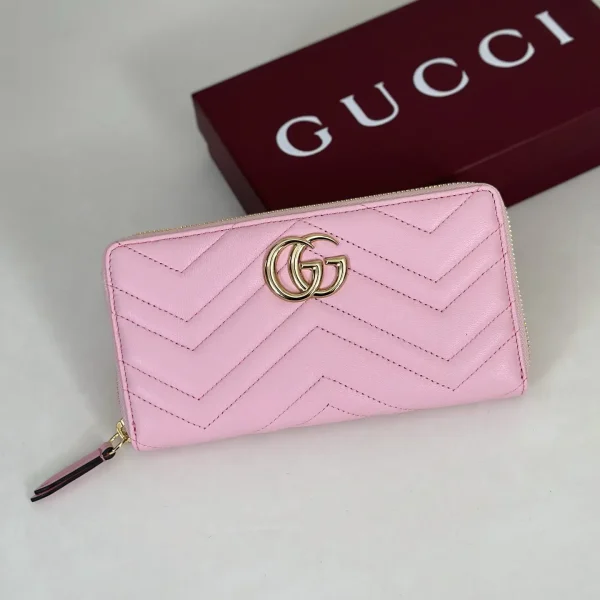 Gucci Pink Quilted Zip Wallet image 1