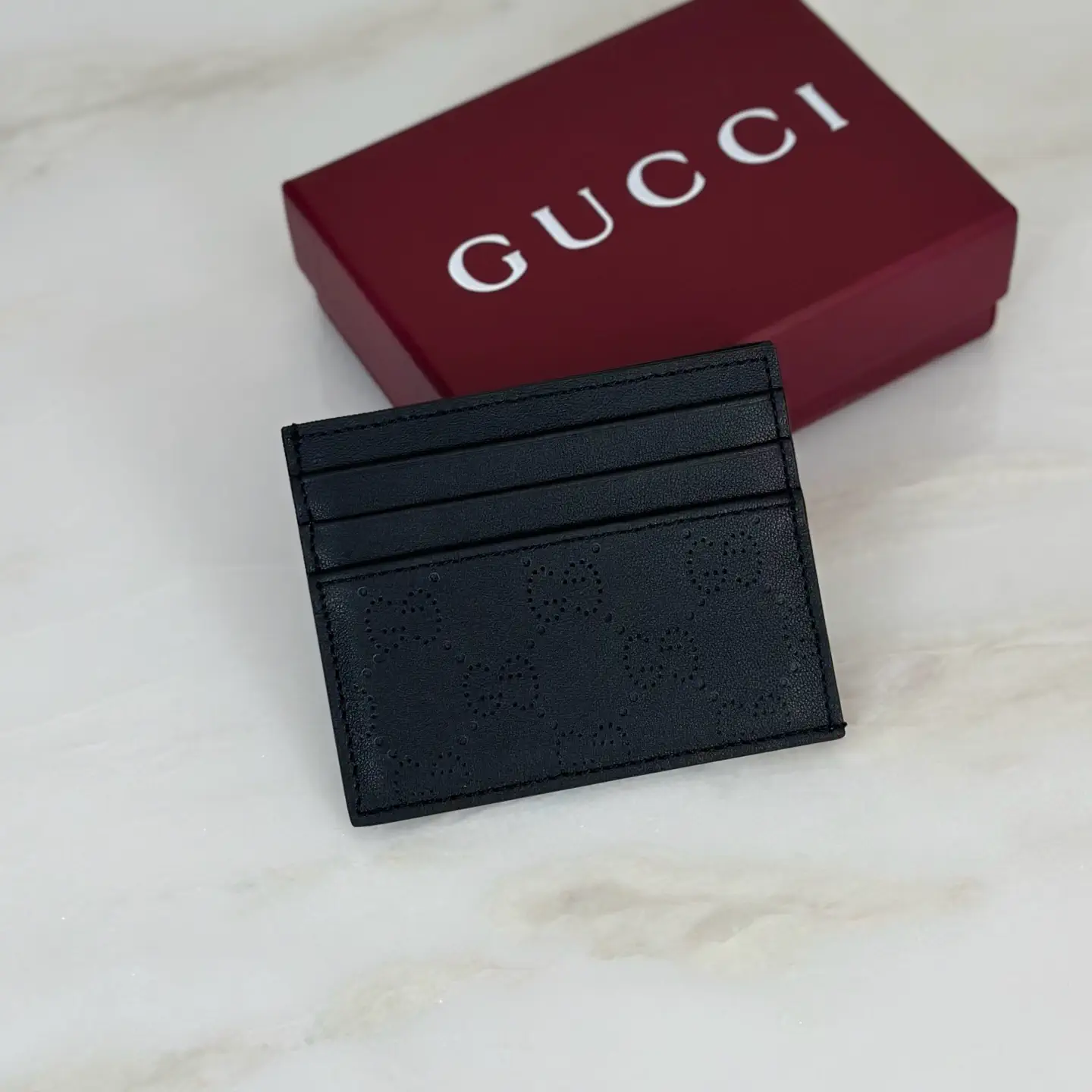 Gucci Black Perforated Card Holder image 1