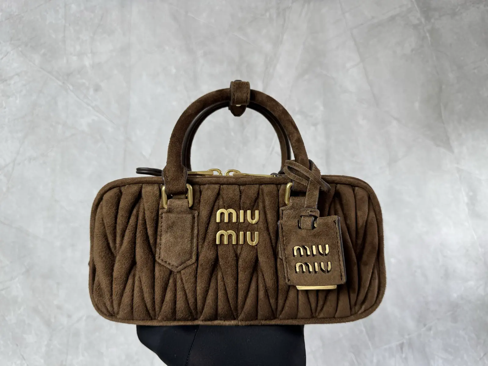 Miu Miu Quilted Suede Top Handle Bag image 1